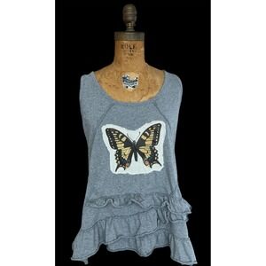 Reworked/DKNY‎ Large Cotton Knit Top w/ Raw Edge Butterfly Patch | One-of-One